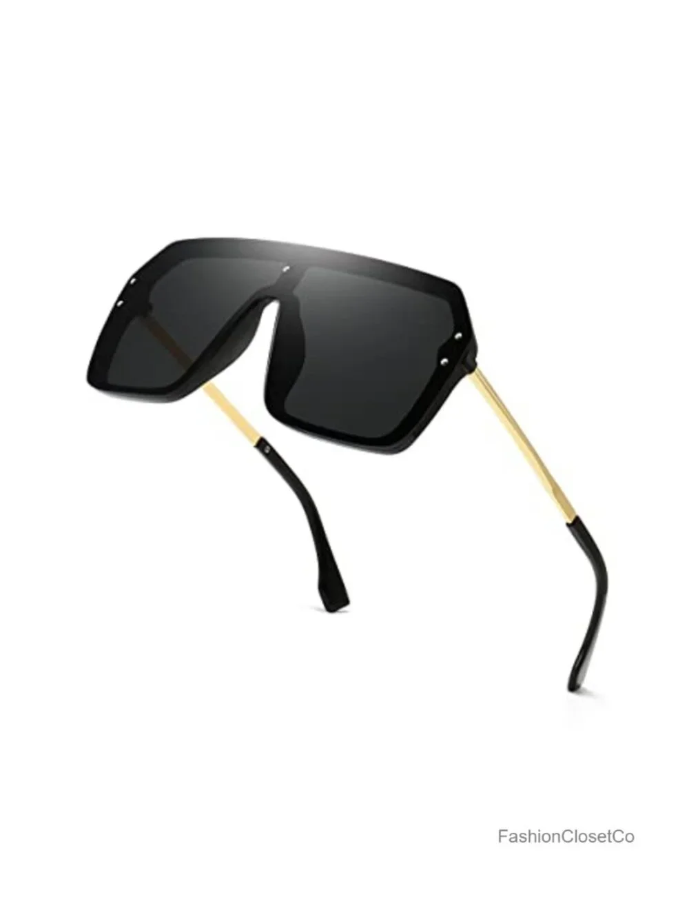 Oversized Rimless Sunglasses UV400 Metal Frame Women Shield Shape